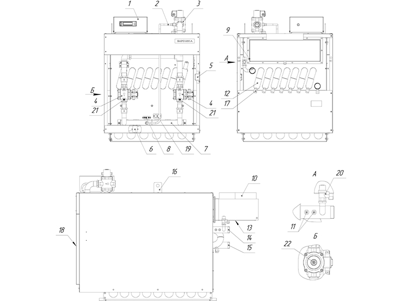 Устройство котла «Барс 200» с КСУБ 20.10