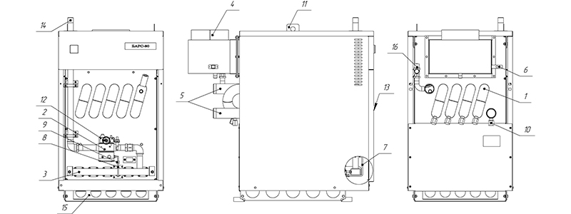 Устройство котла «Барс 80» с САБК