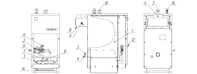 Схема котла «Хопер 35» с САБК